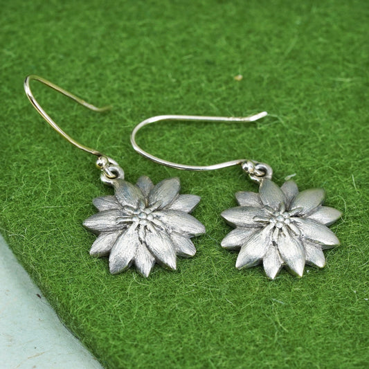 Vintage Sterling 925 silver handmade sunflower flower earrings