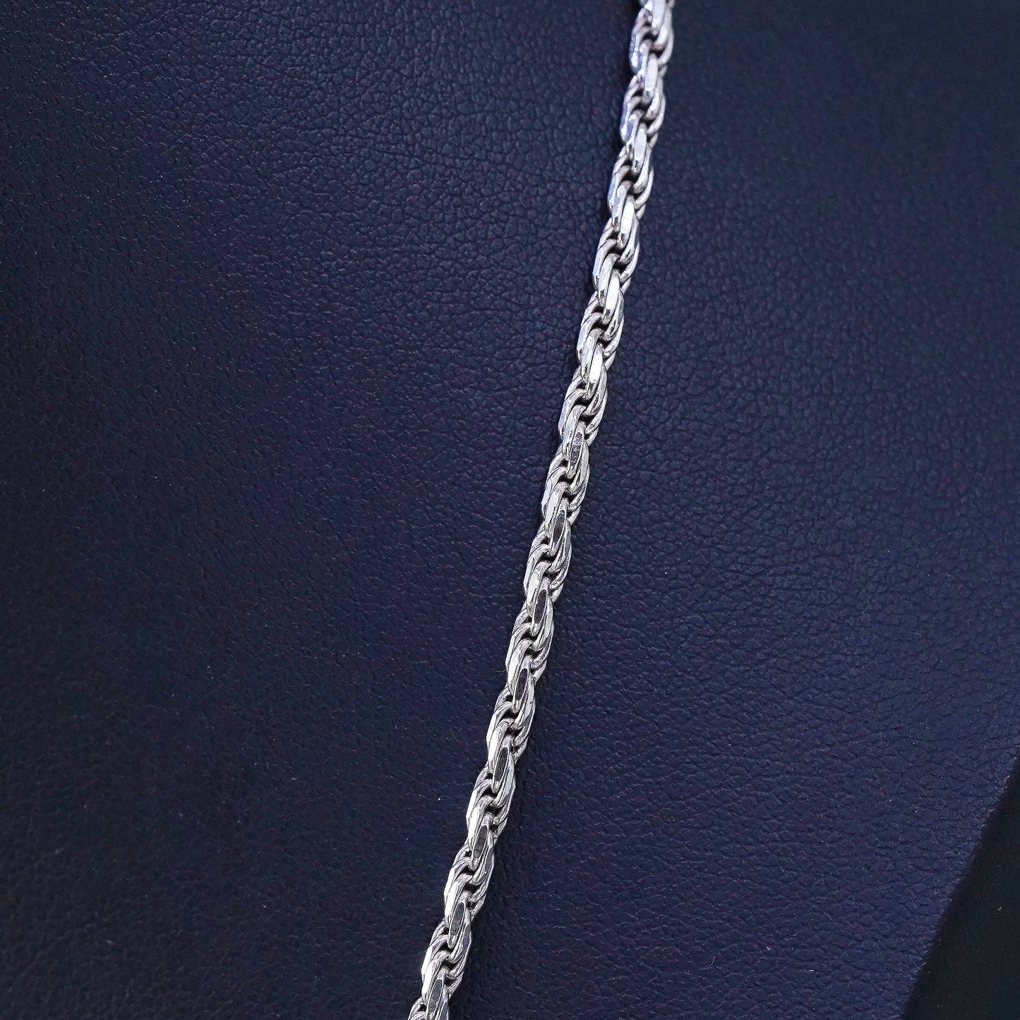 20”, 3mm, vintage Sterling silver necklace, 925 diamond rope chain