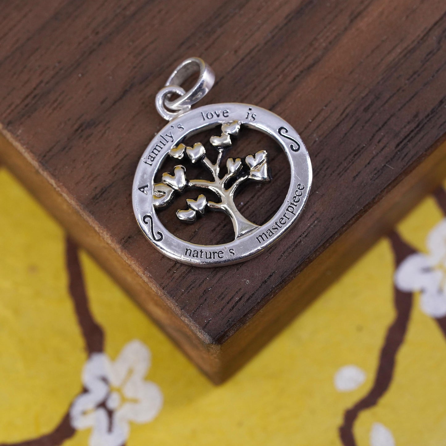 veg Sterling silver handmade pendant, 925 family tree charm “a family’s love