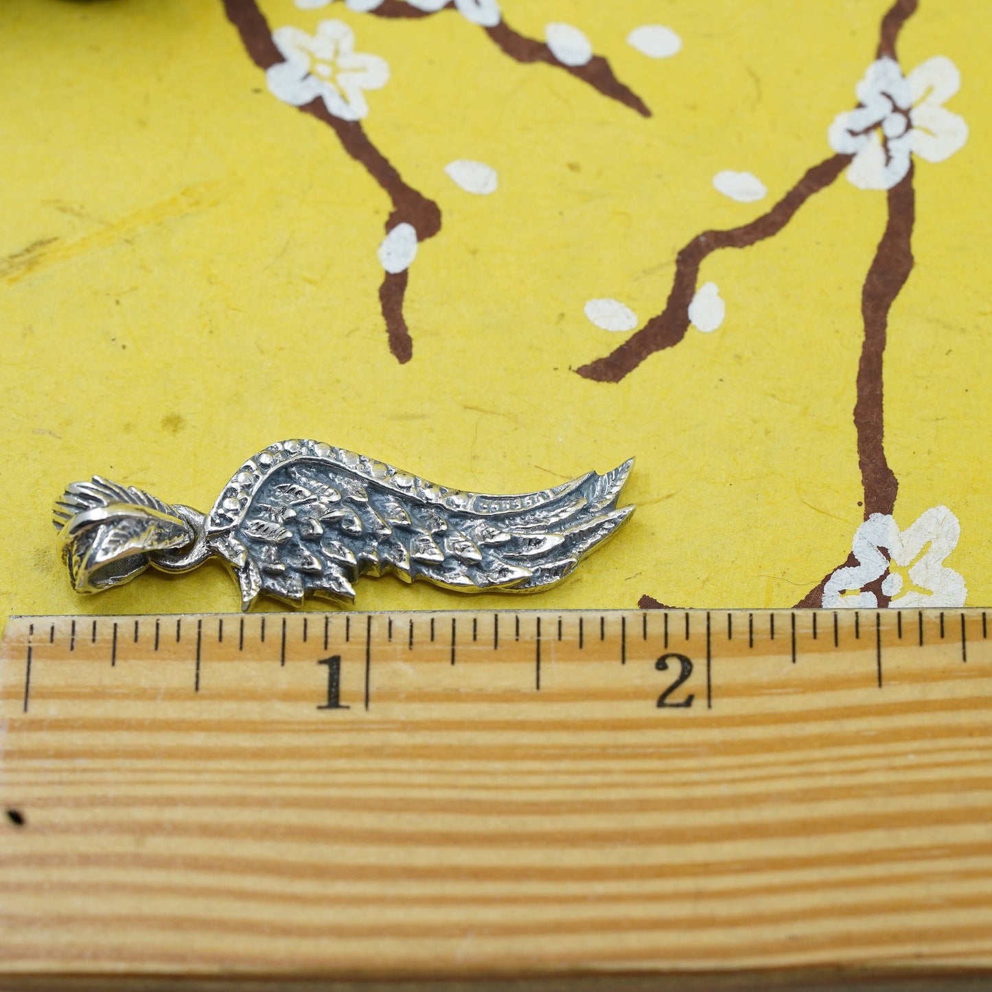 Vintage Sterling silver handmade charm, 925 wing pendant