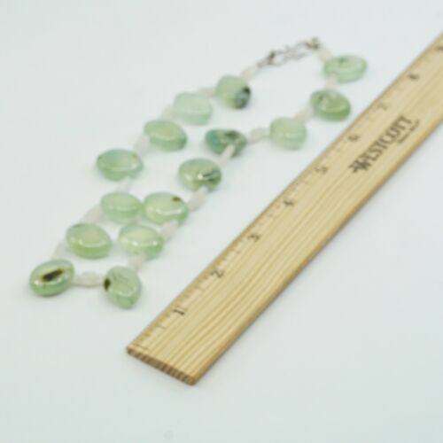 16”, designer Sterling Silver 925 necklace w/ nugget jade W/ Moonstone