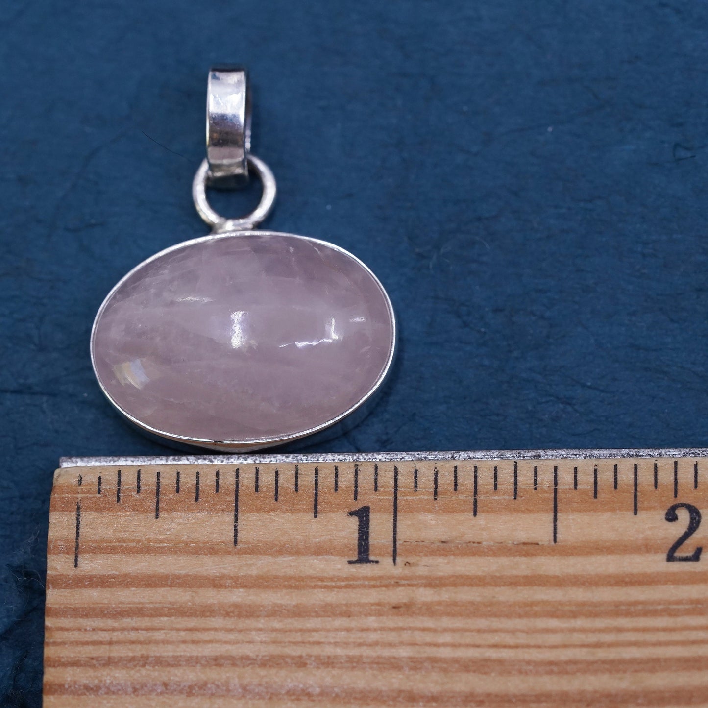 Vintage designer sterling silver 925 handmade pendant with rose pink Quartz