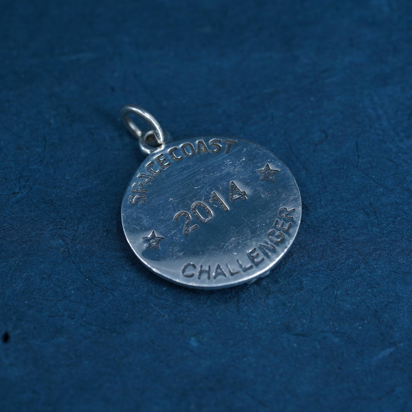 silver tone 2014 spacecoast tag charm pendant