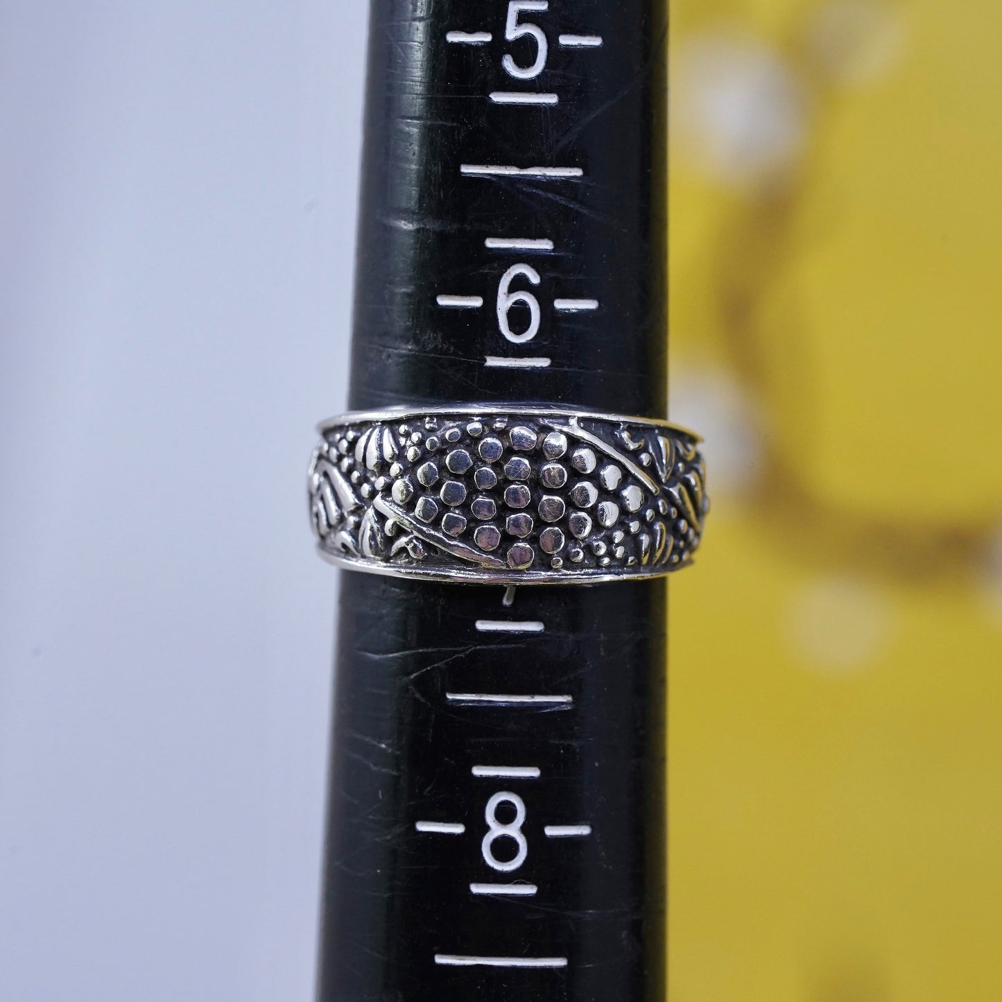 Size 6.75, VTG mexico Sterling 925 silver handmade ring, 925 modern beads band