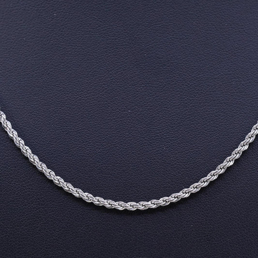 20”, 3mm, vintage Sterling silver necklace, 925 diamond rope chain