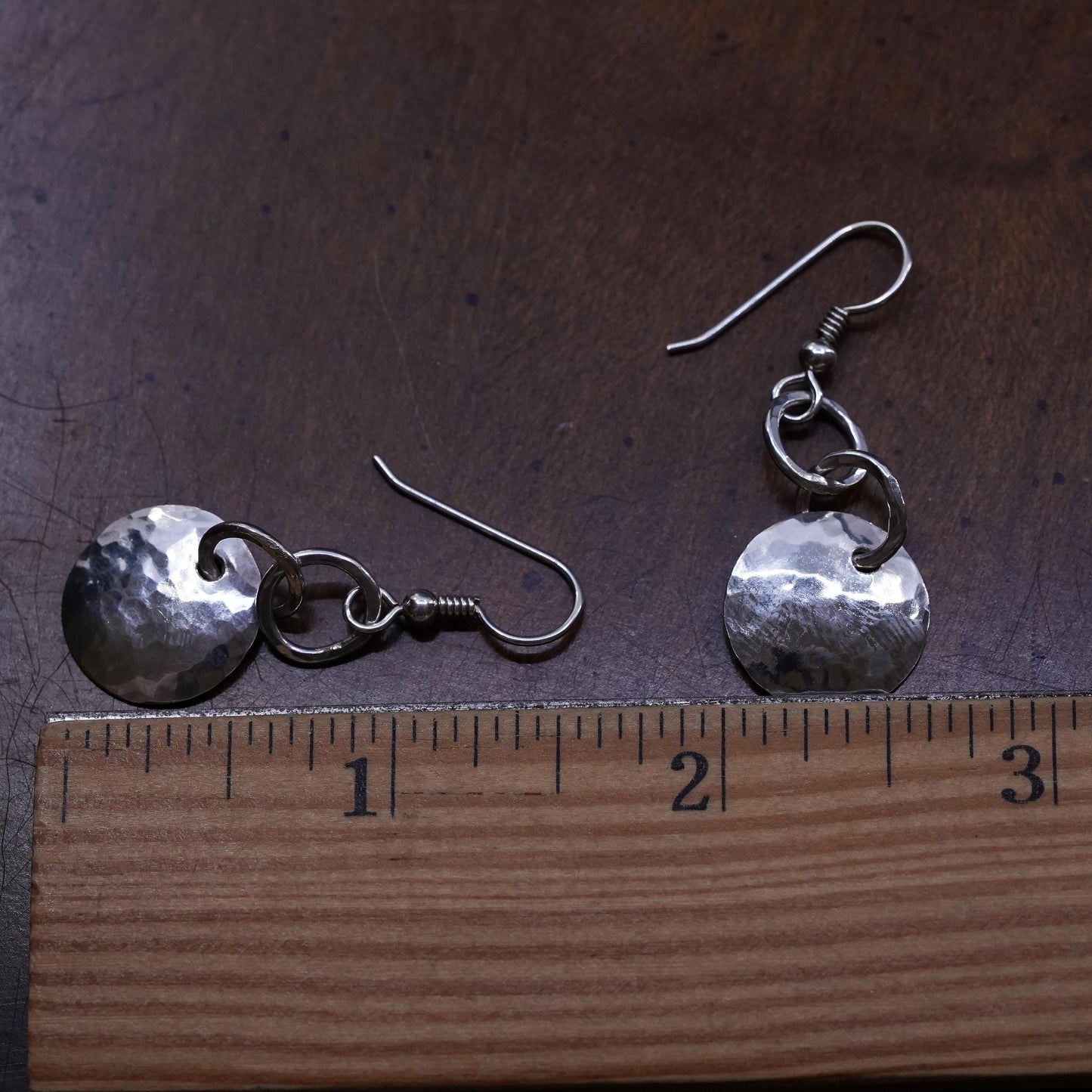 southwestern Sterling Silver Earrings. 925 entwinted circle hammered dangles