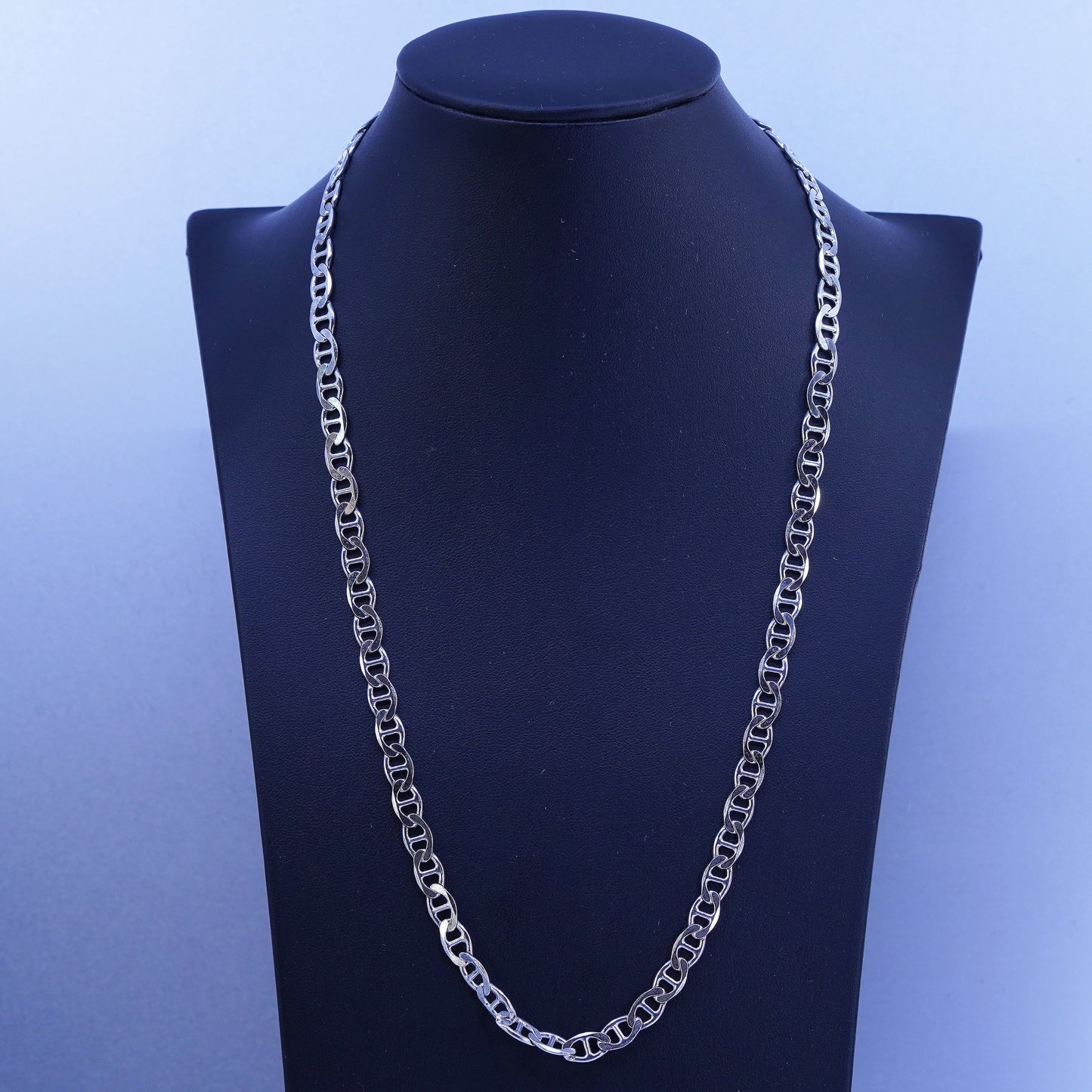 22” 6mm, vintage Italy Sterling 925 silver anchor bold chain necklace