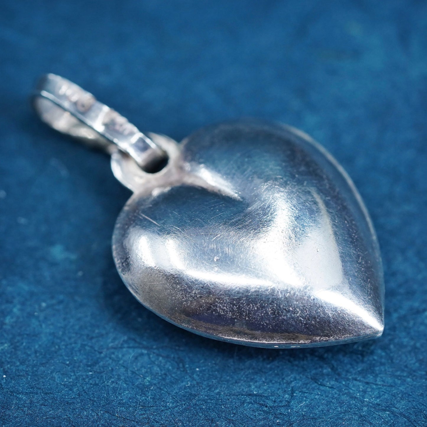 Vintage Sterling silver handmade pendant, puffy 925 heart, stamped 925