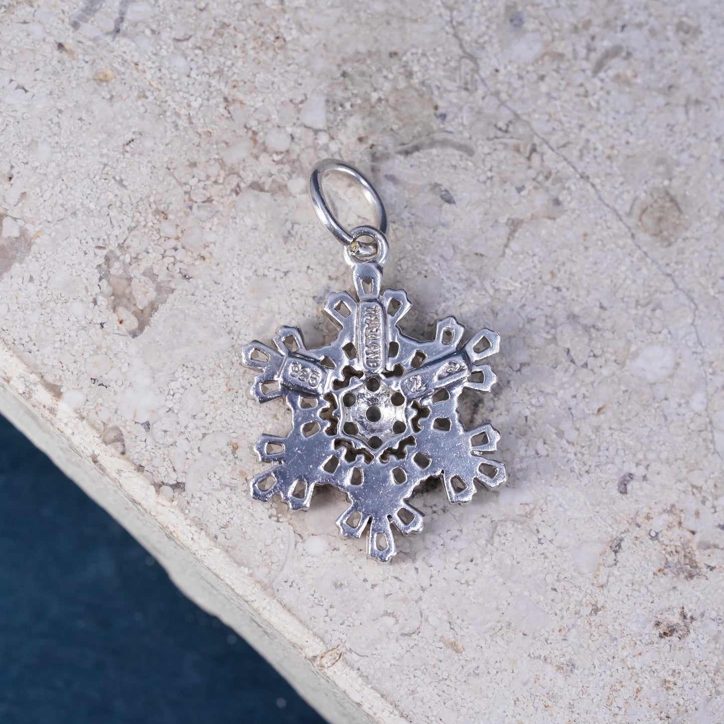 Vintage Sterling 925 silver snowflake pendant with cluster cz