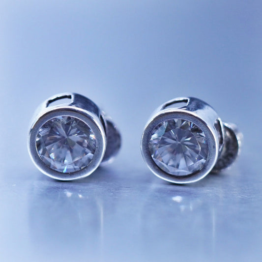 Vintage Sterling 925 silver earrings, studs with cz