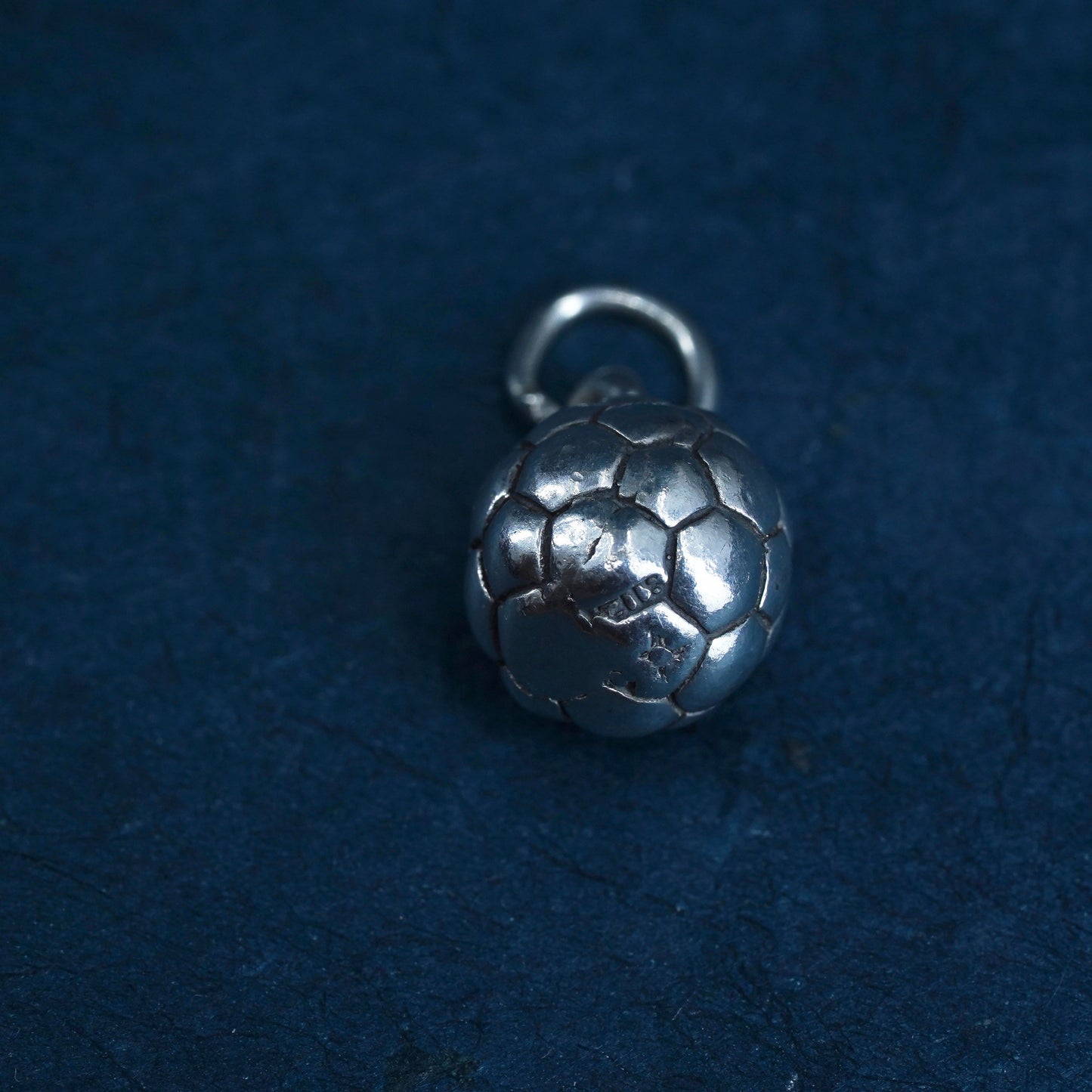 Sterling silver handmade pendant, solid 925 silver football , soccer charm