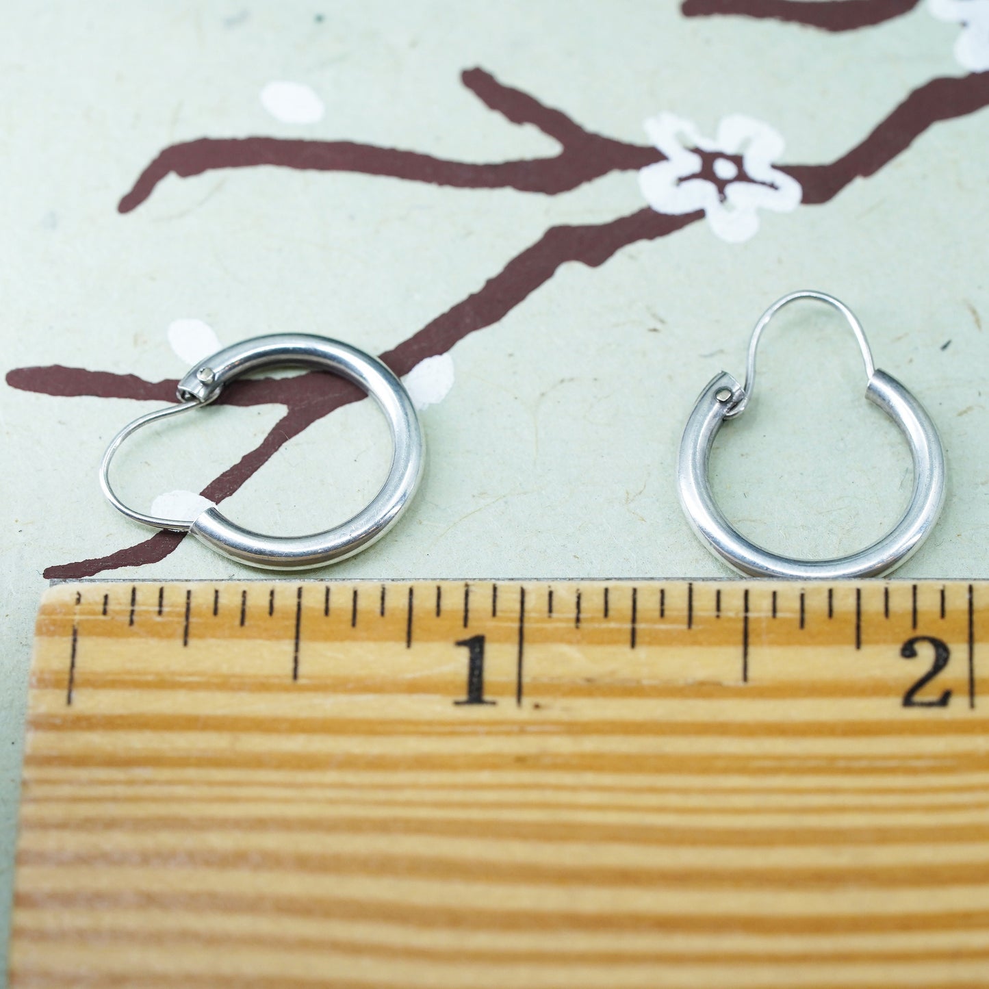 0.5", Vintage sterling silver loop earrings, fashion, fine 925 silver hoops