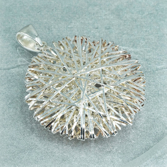 vintage Italy Milor sterling silver handmade charm, 925 filigree circle pendant