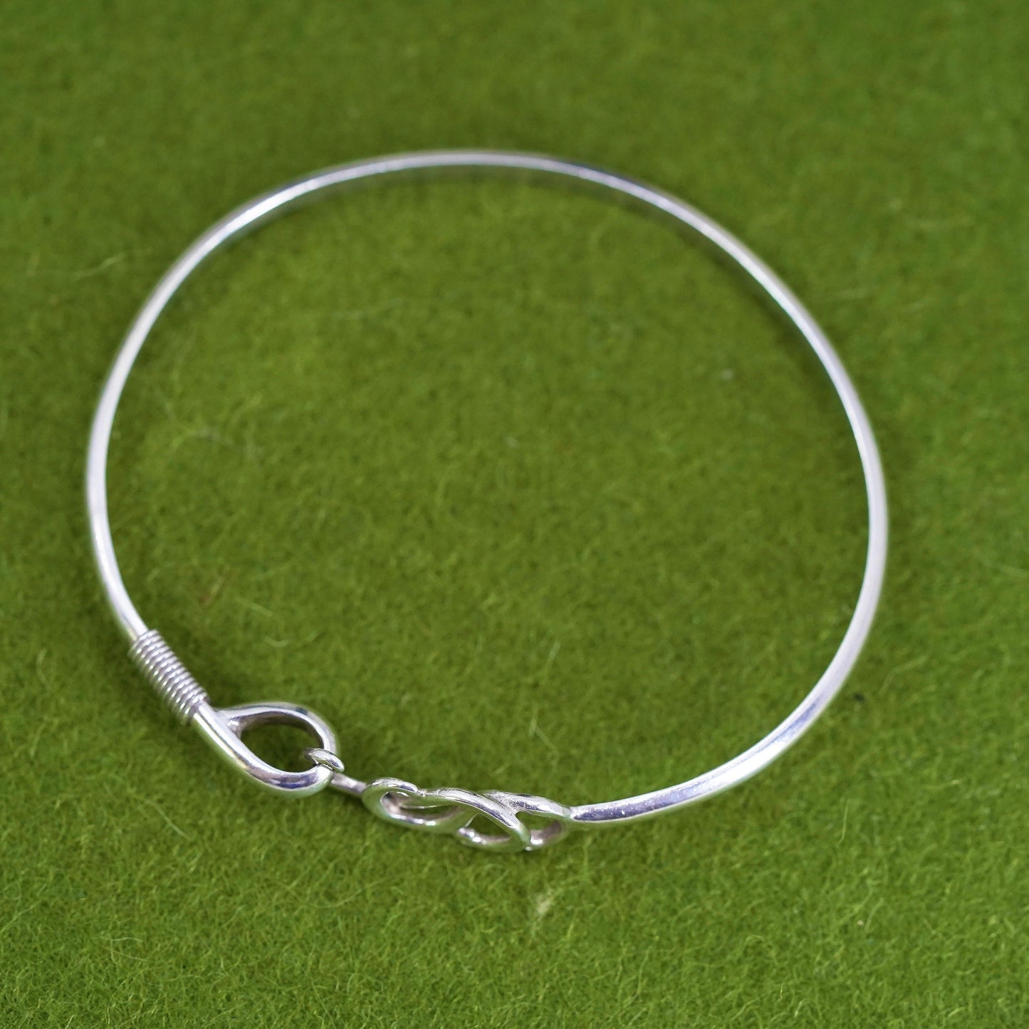 6.25", sterling silver handmade bracelet, 925 hinged bangle with double S