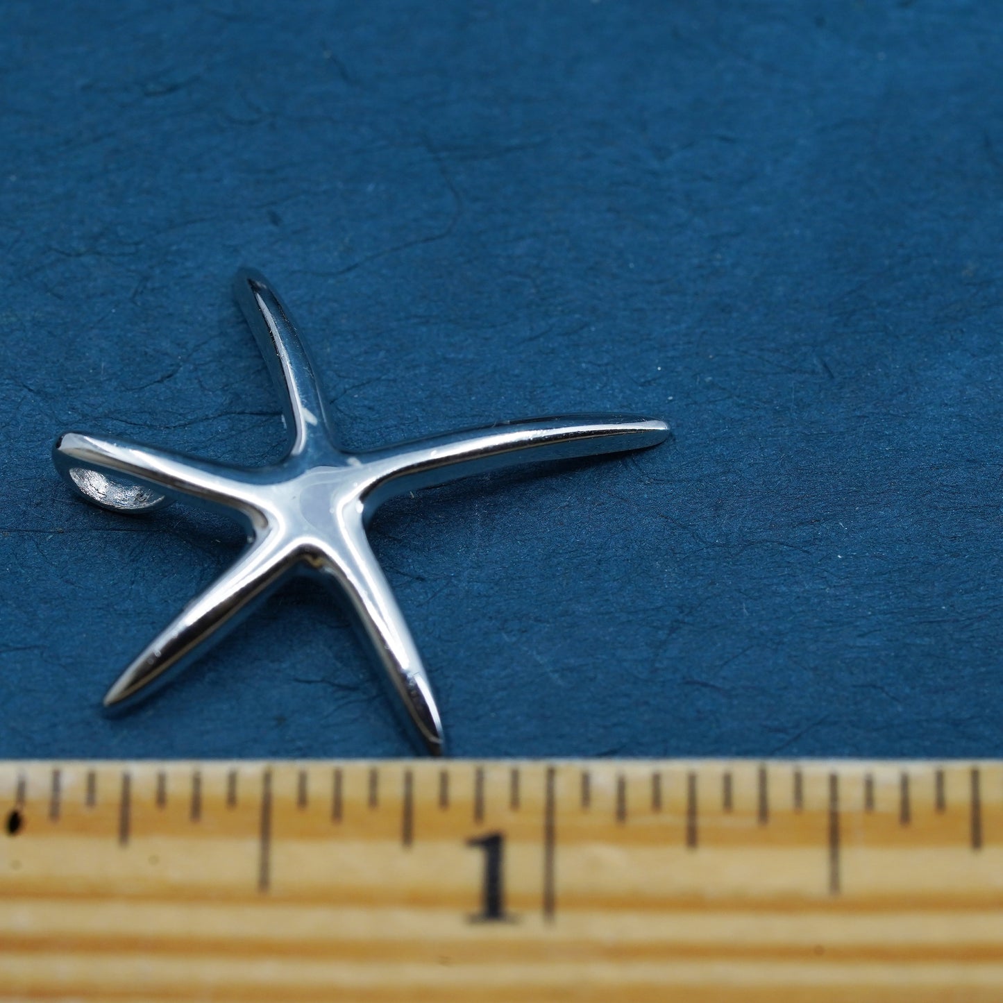 Vintage Sterling silver handmade pendant, solid 925 silver starfish charm