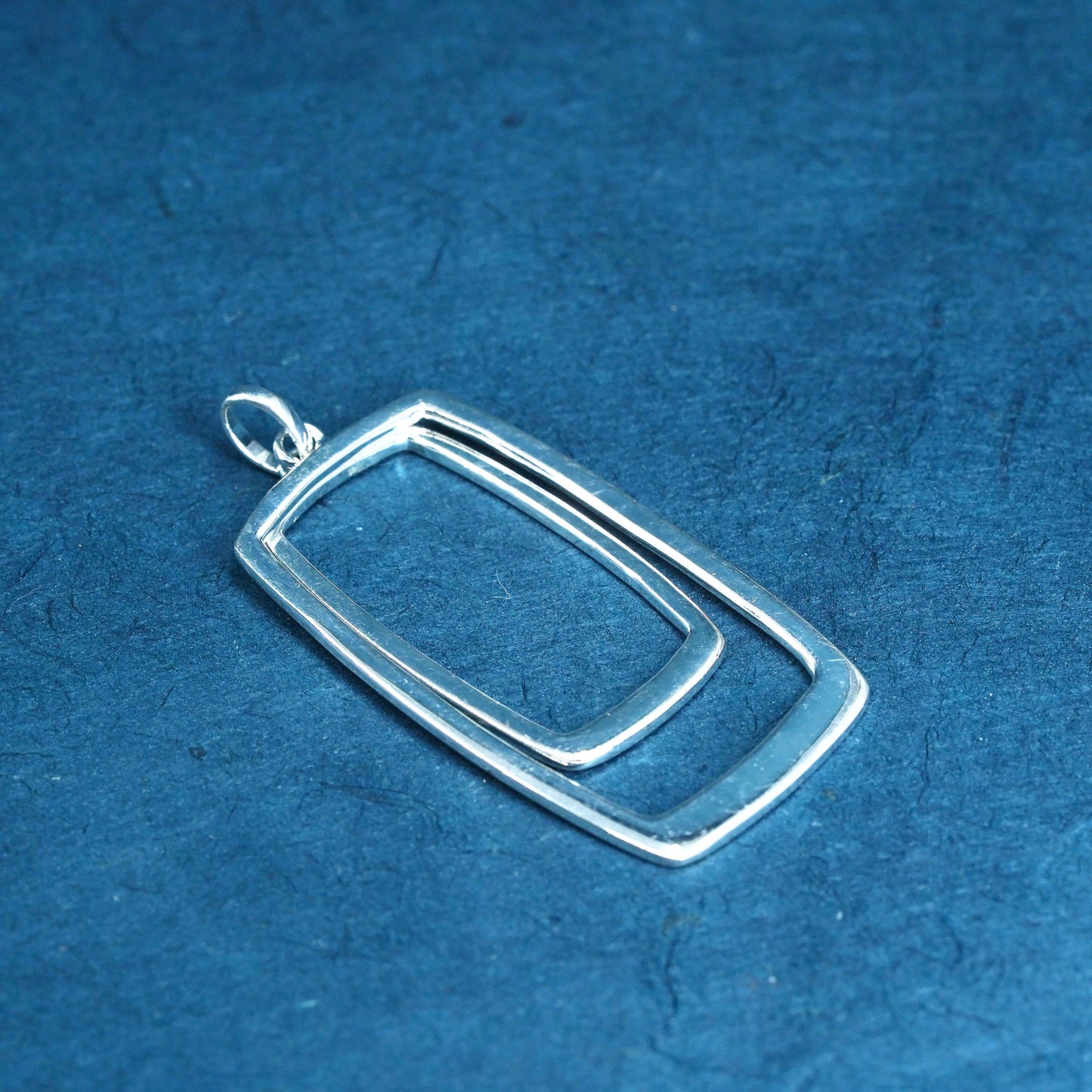 vintage Sterling silver handmade pendant, 925 double rectangular pendant