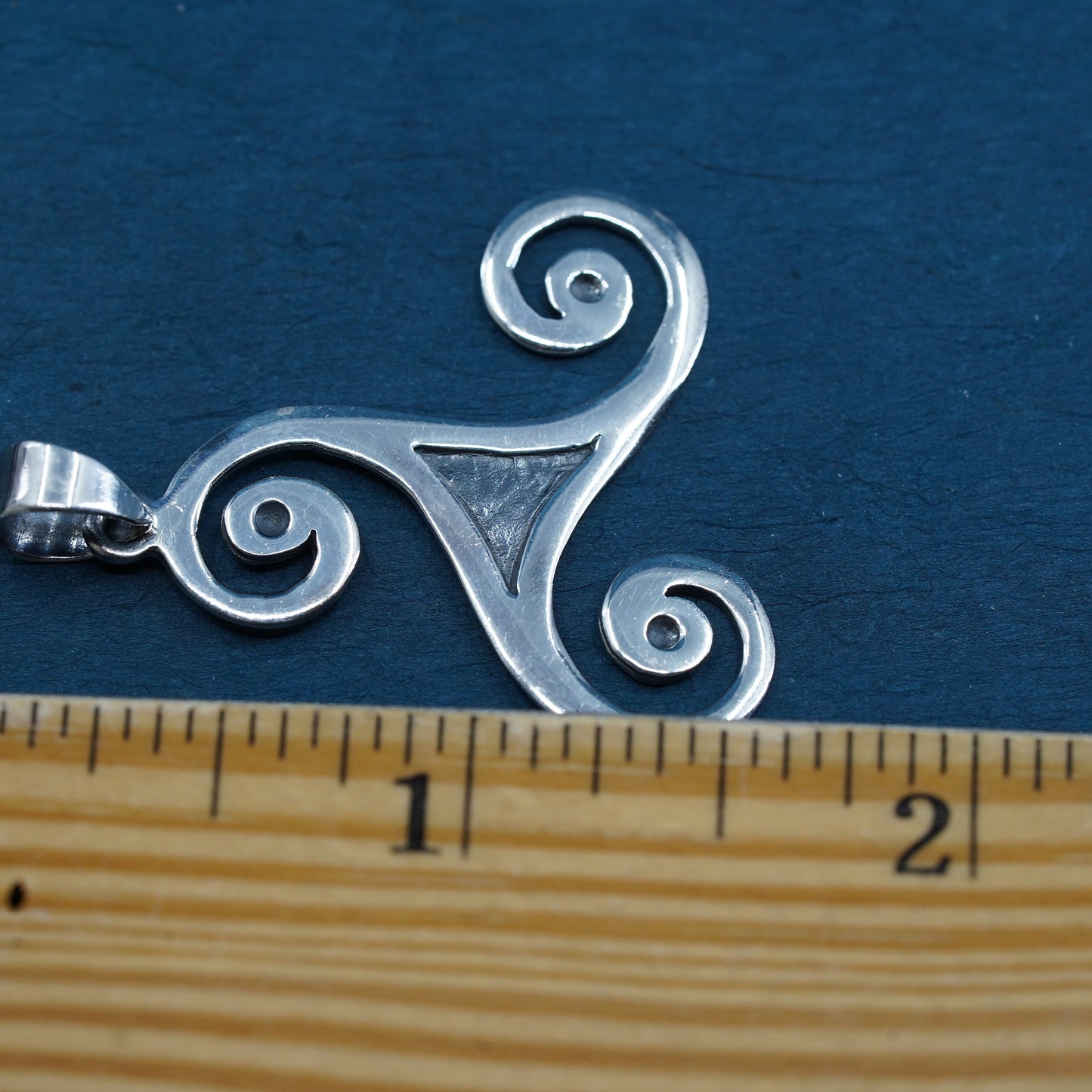 Vintage modern Sterling silver handmade pendant, 925 spiral disc