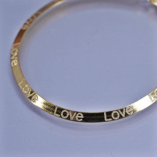 7.5”, vermeil gold filled Sterling 925 silver herringbone bracelet “Love”