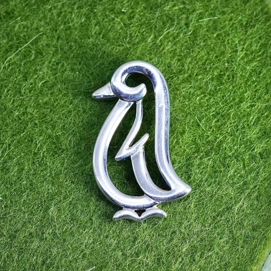 Vintage sterling silver handmade pendant, 925 bird penguin