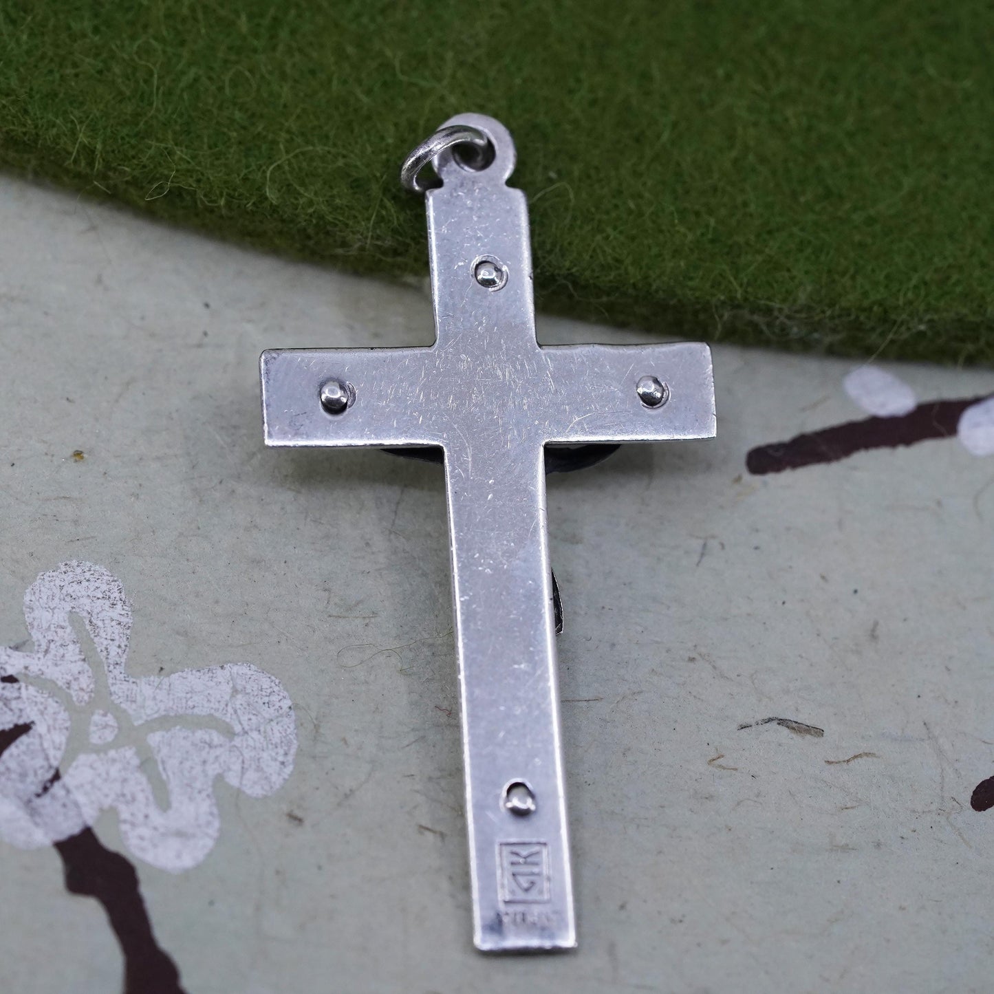 Vintage INRI Sterling silver filigree pendant, 925 cross charm with Jesus