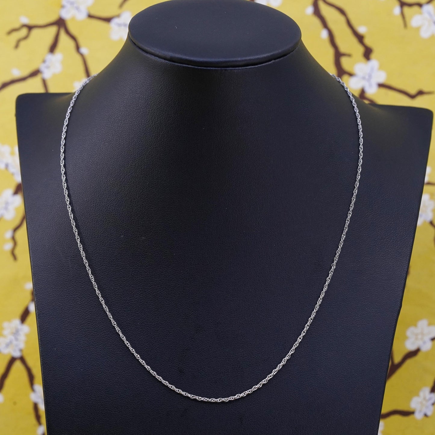 18" 1.6mm, vintage Sterling silver necklace, 925 Singapore rope chain