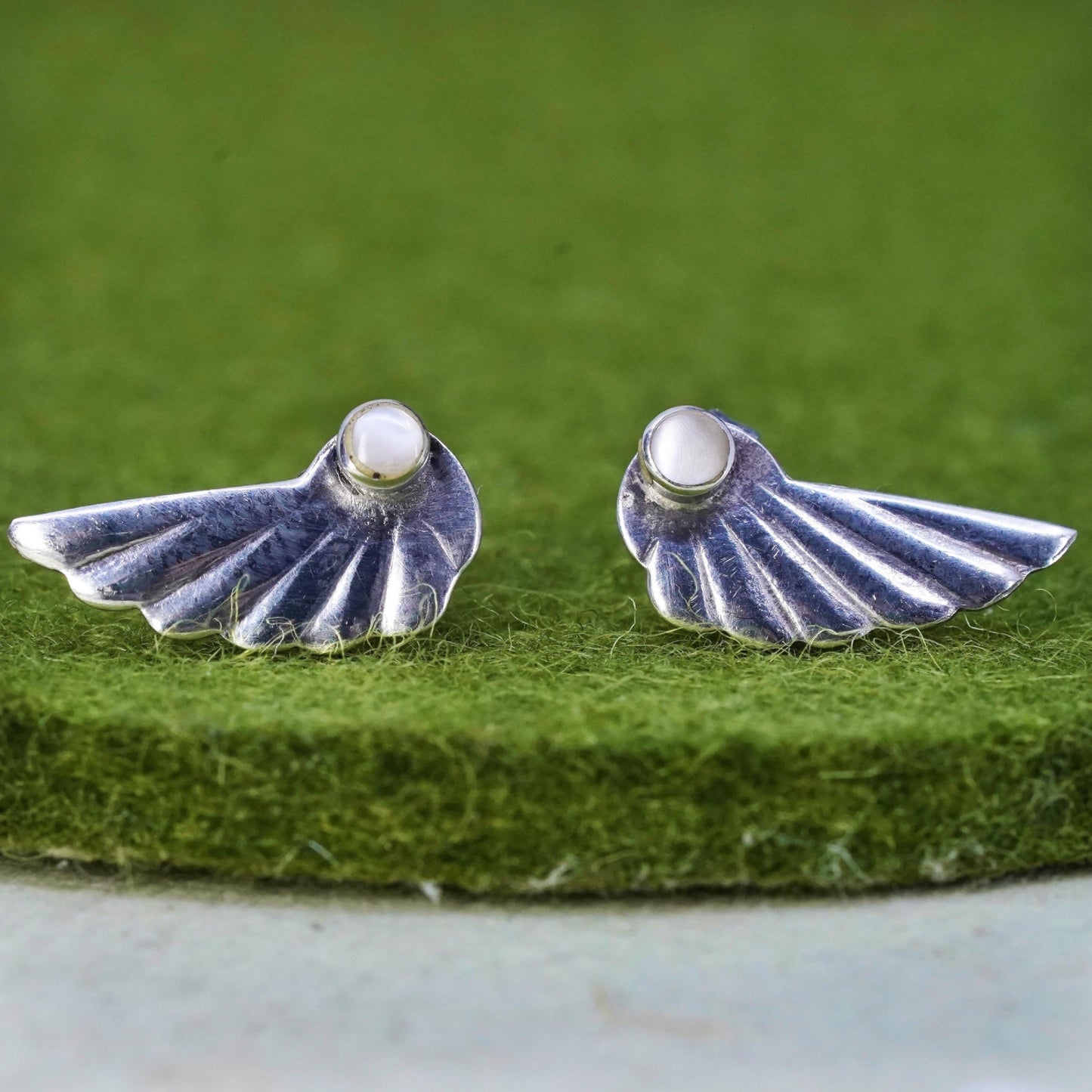 Vintage Sterling silver handmade Earrings, 925 wings studs