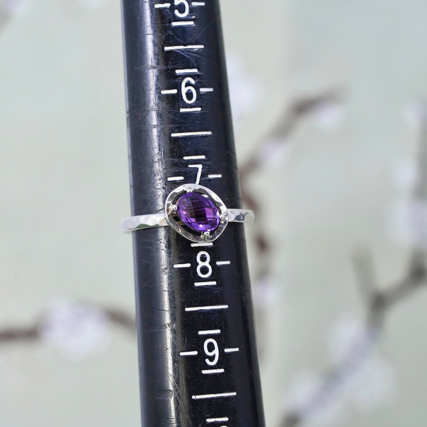 Size 7.5, Silpada stackable Sterling 925 silver handmade ring with amethyst