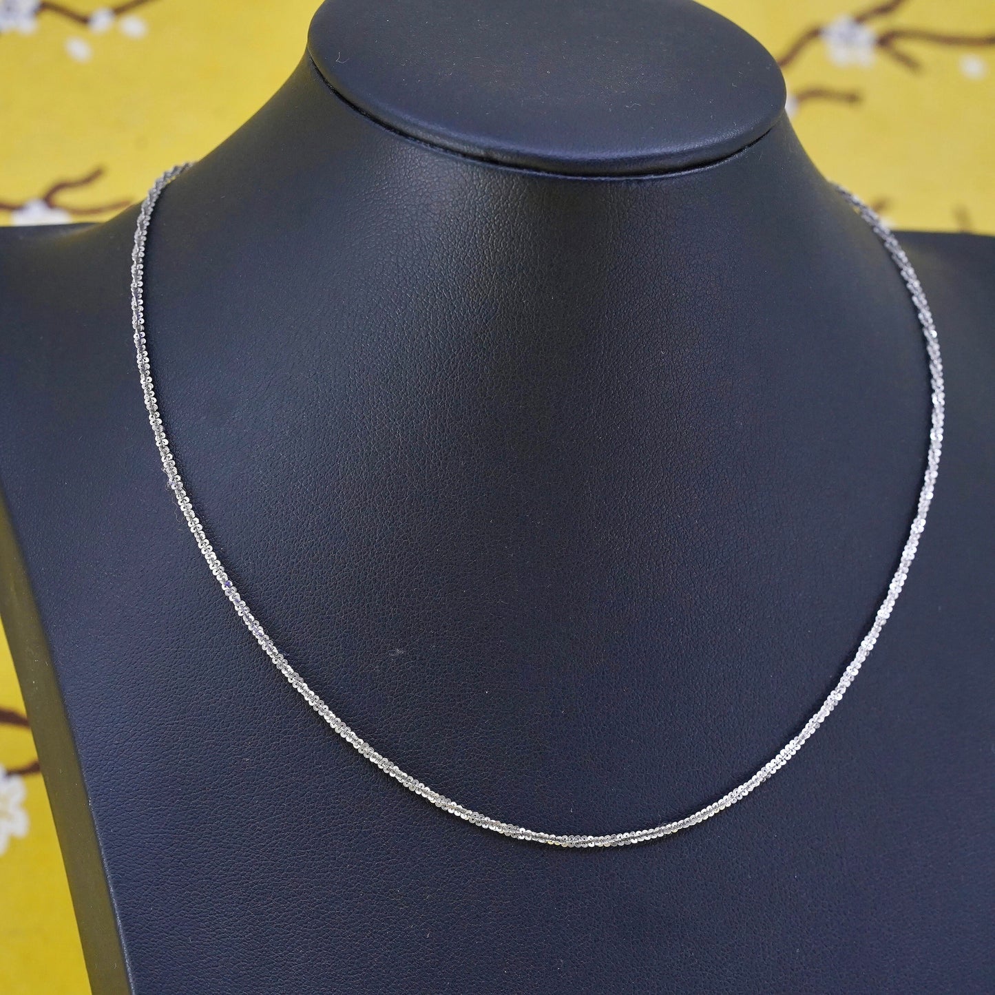 16" 2mm, vintage Sterling silver necklace, Italy 925 twisted chain