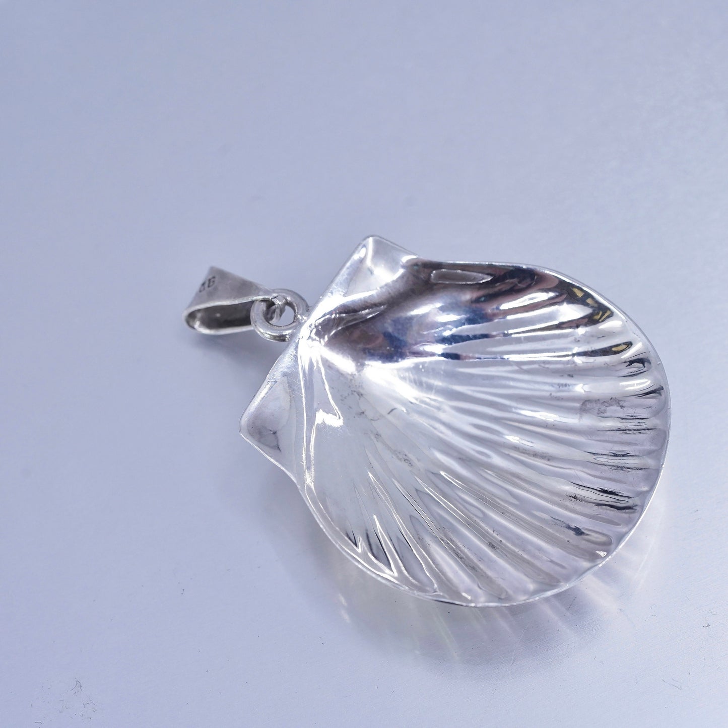 Vintage sterling 925 silver handmade shell pendant charm