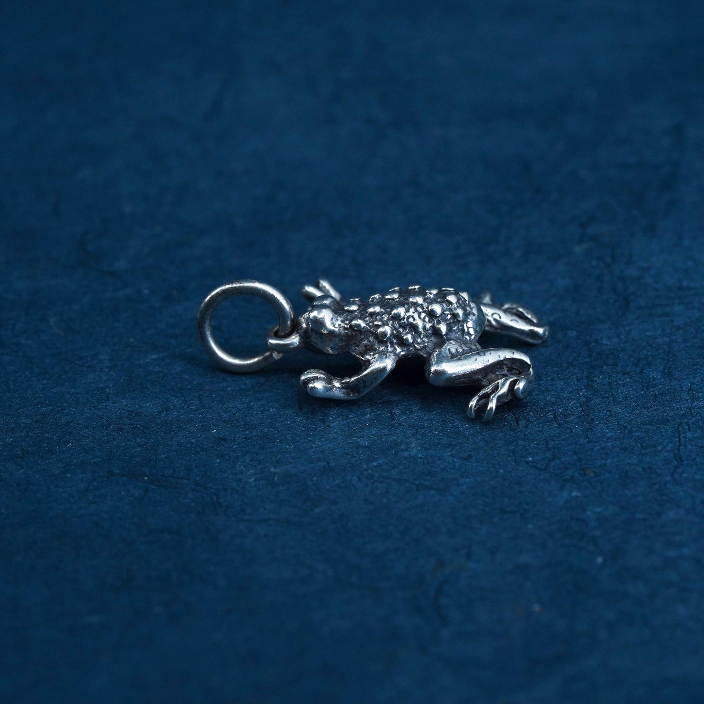 Vintage Sterling silver handmade pendant, 925 frog charm