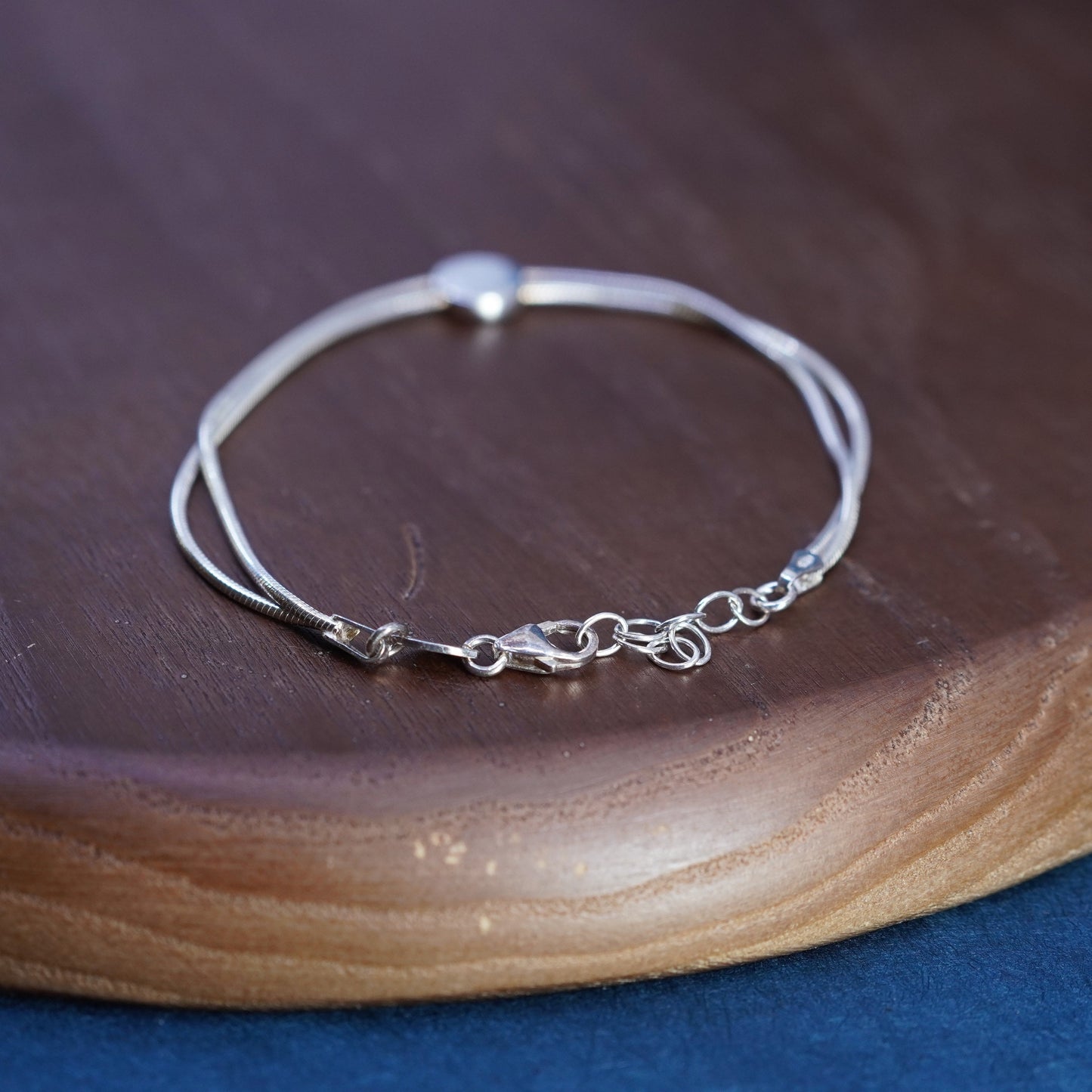 6.5+1”, Dyadema Sterling silver handmade bracelet, 925 double snake chain
