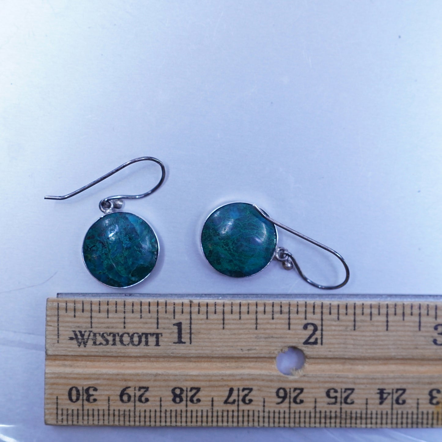 Vintage Sterling 925 silver handmade earrings with circle turquoise