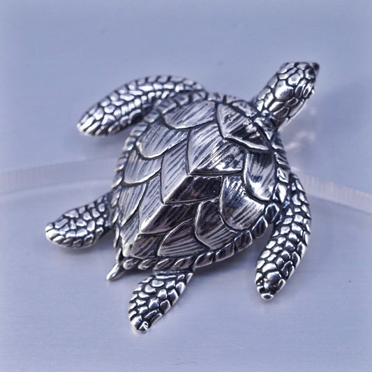 Vintage Kabana Sterling silver handmade simple 925 sea turtle charm pendant