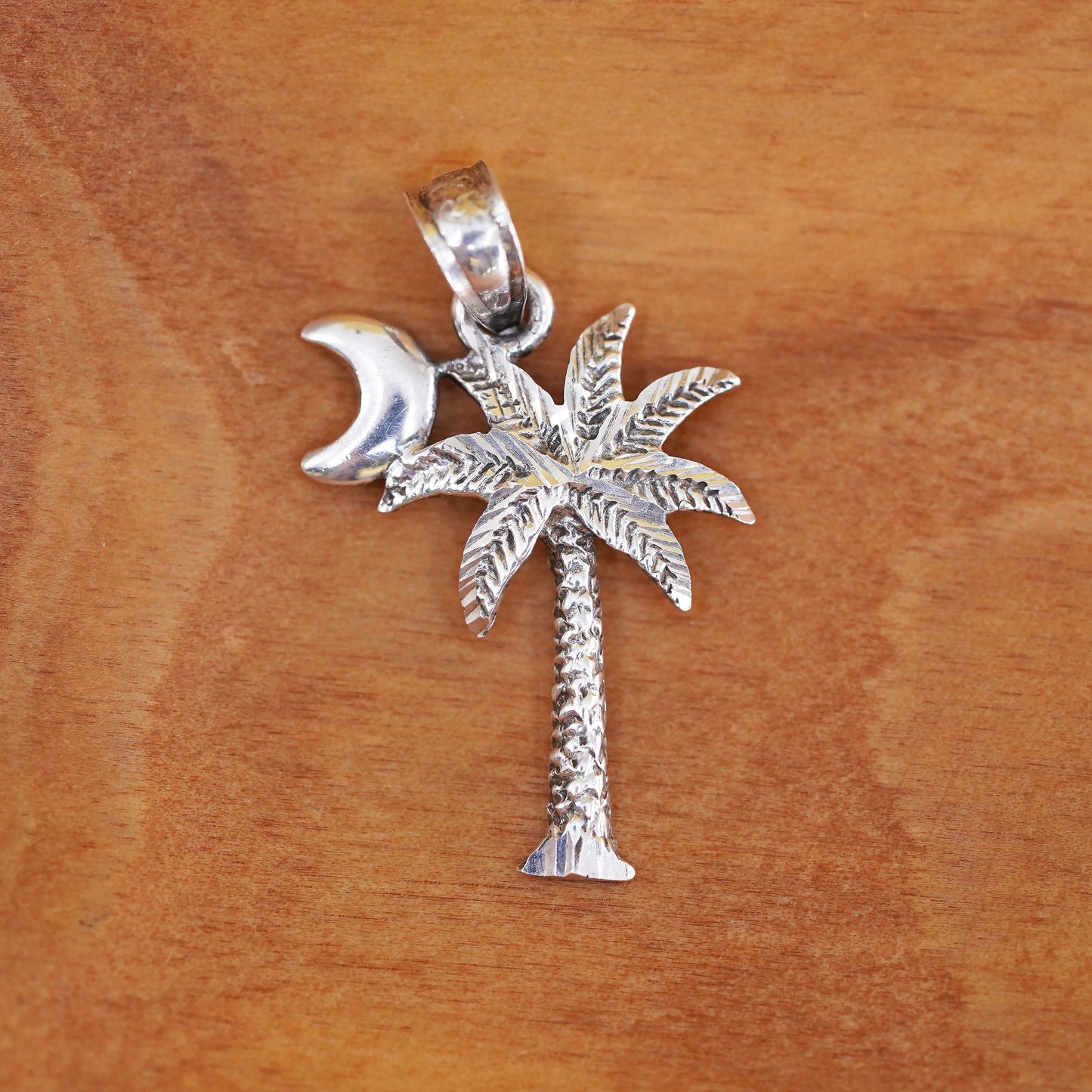 Vintage Sterling silver handmade pendant, 925 palm tree charm