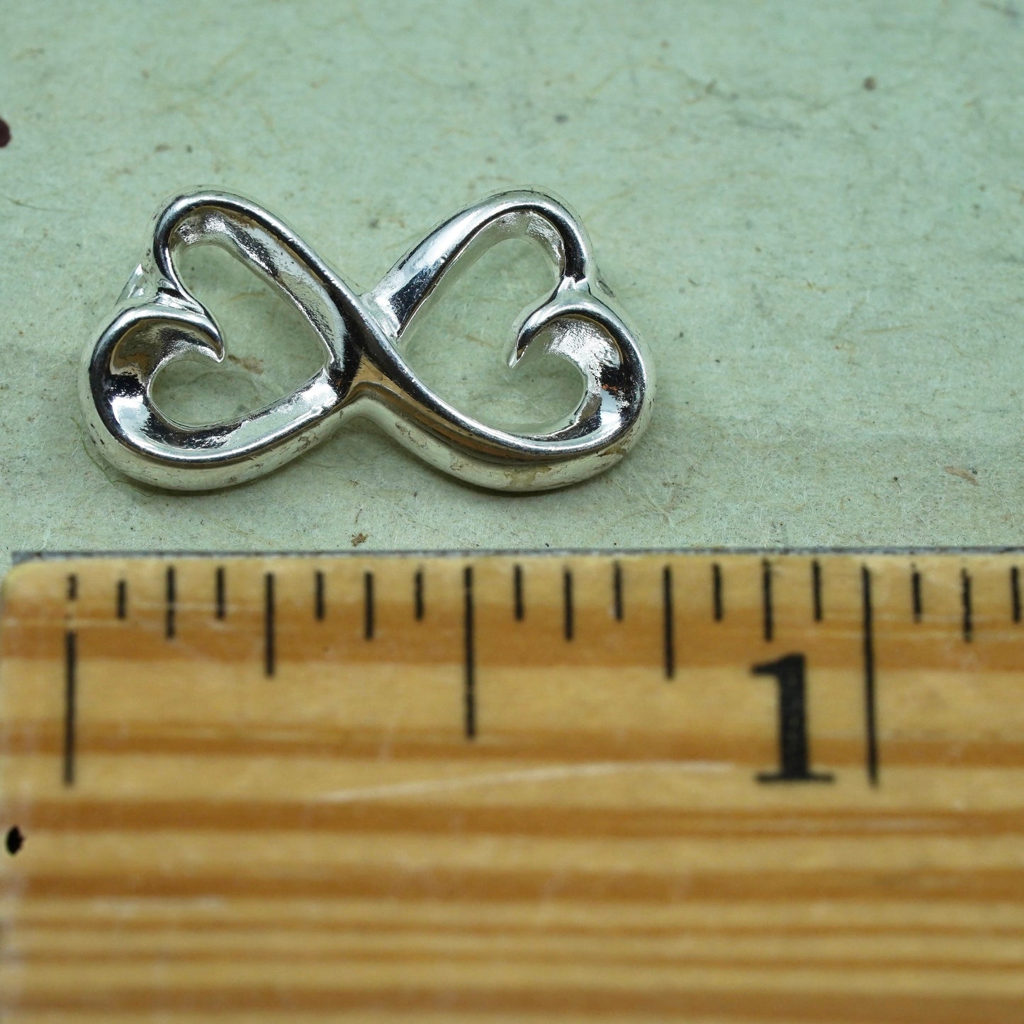 Vintage sterling silver pendant, 925 double heart engraved sisters on the back