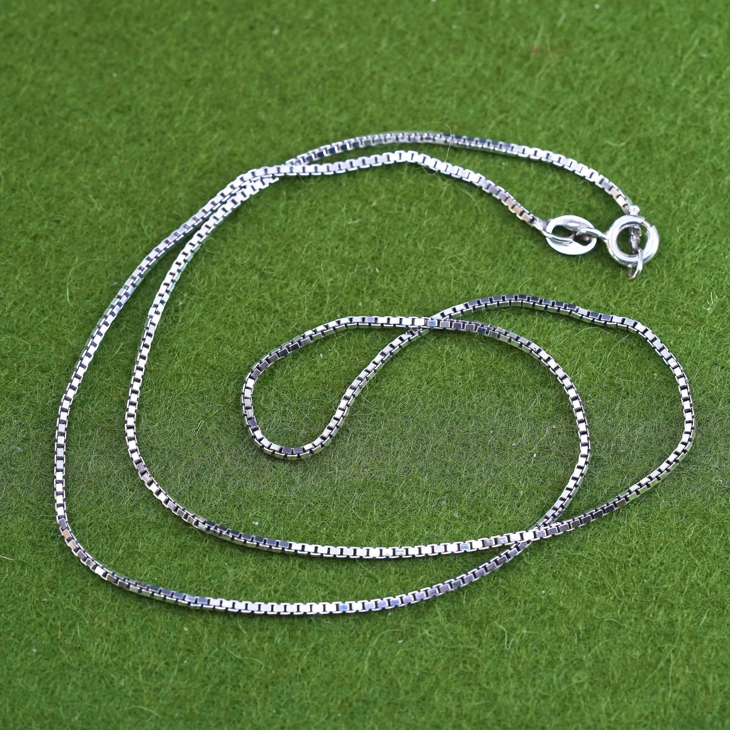 18", 1.6mm, vintage sterling silver box chain, 925 necklace