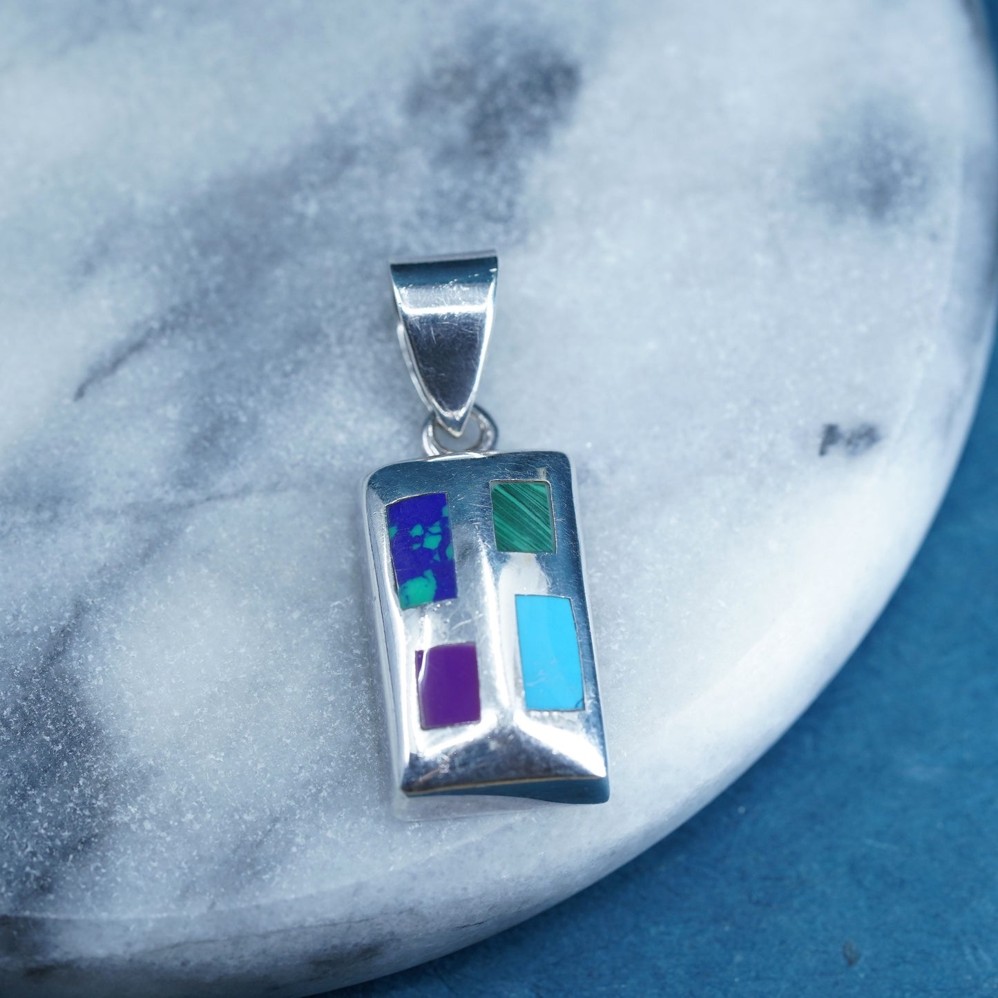 Silpada 925 Sterling Silver Malachite Sugilite Turquoise Azurite Pendant S0075