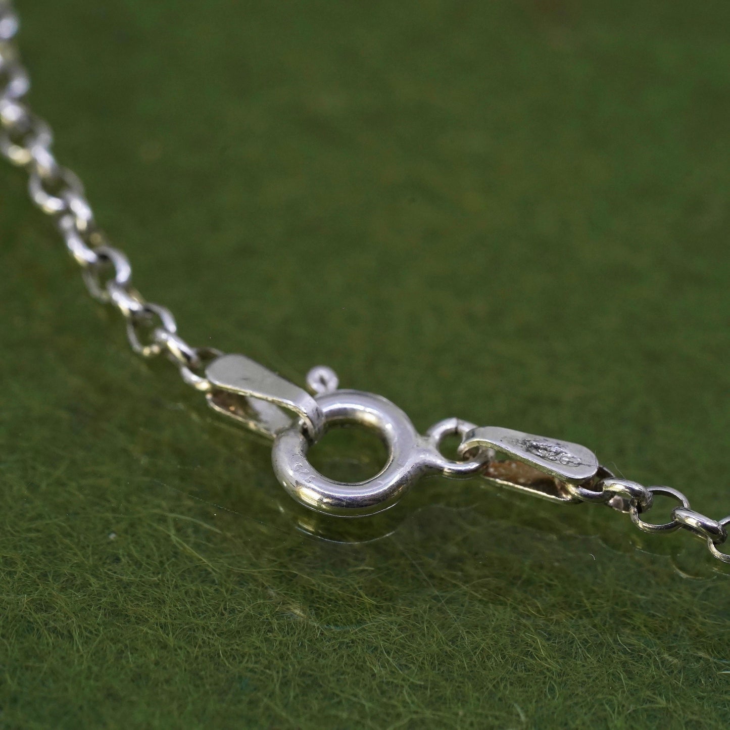 9.75”, sterling silver anklet bracelet, 925 circle shell charm sodalite beads