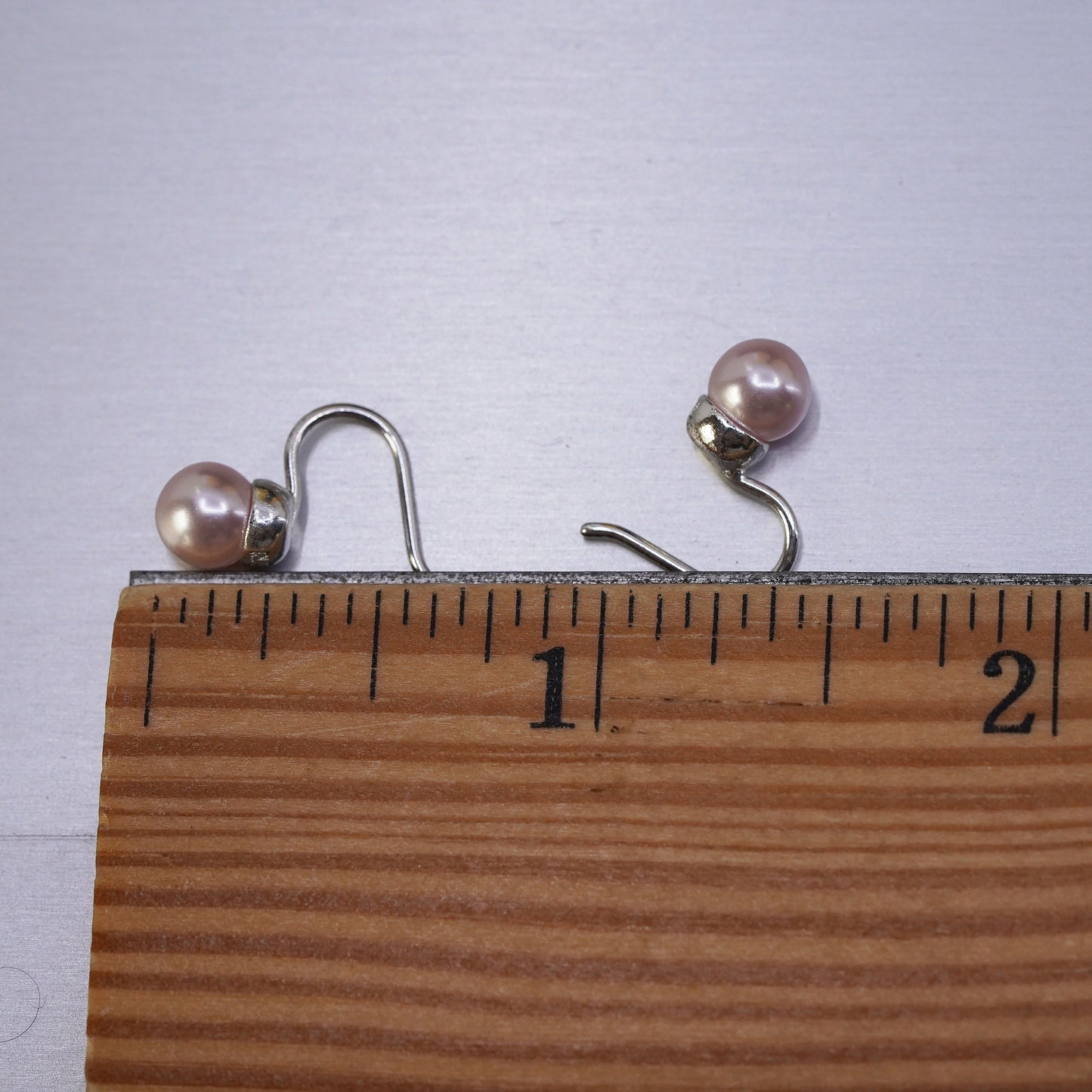 Sterling silver handmade earrings, 925 studs with pink pearl drops