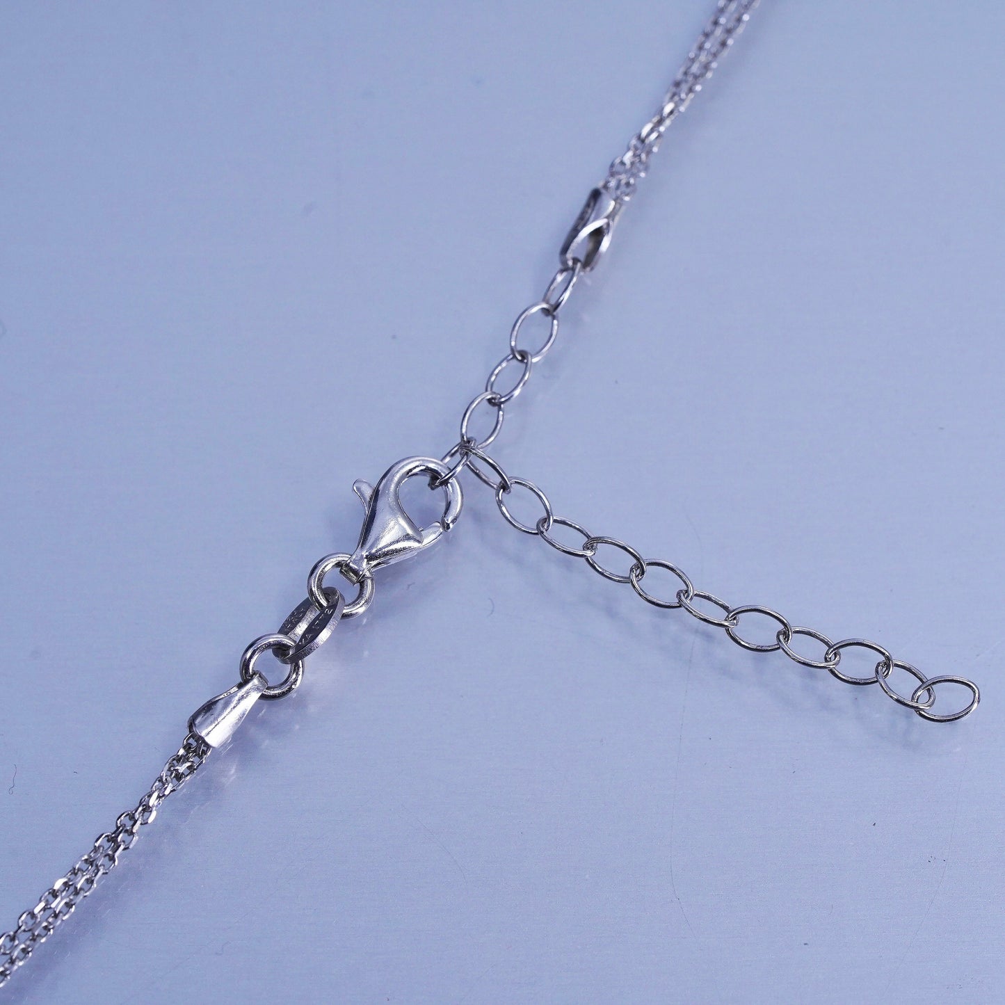 16+2”, Sterling 925 silver double strands necklace entwined circle drop pendant