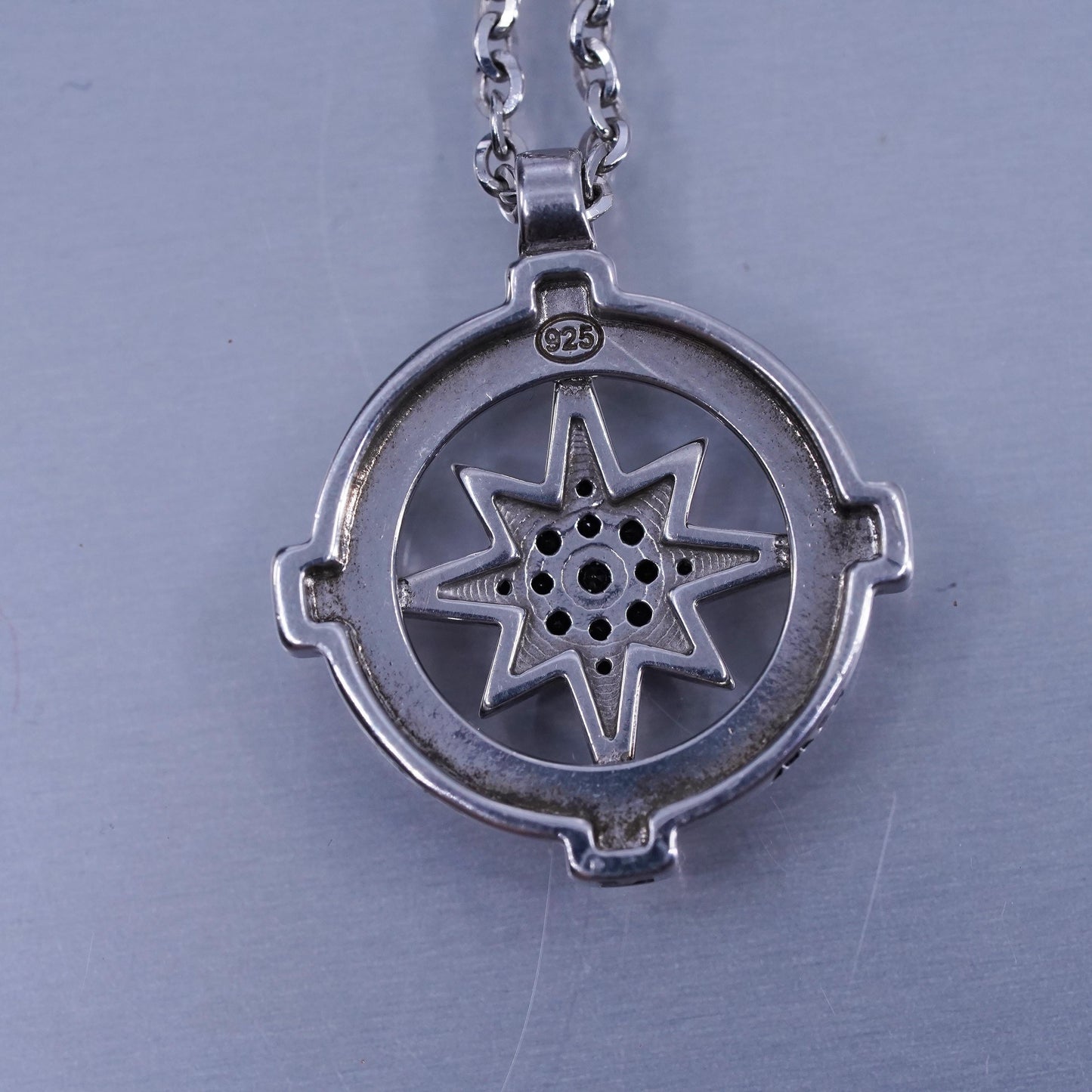 24” 3mm, Zancan Jewelry Sterling 925 silver necklace North Star compass pendant