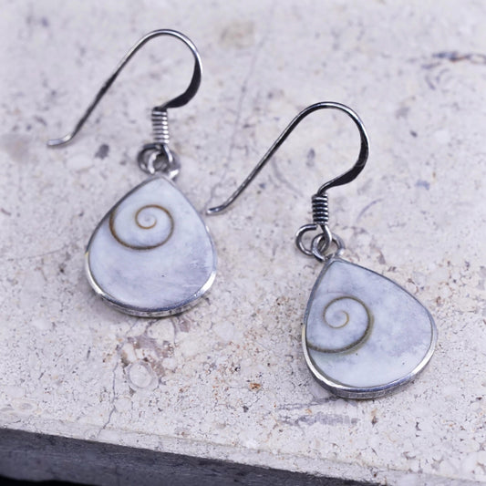 Sterling Silver 925 Shiva eye teardrop earrings | Mexican Jewelry, fossil shell