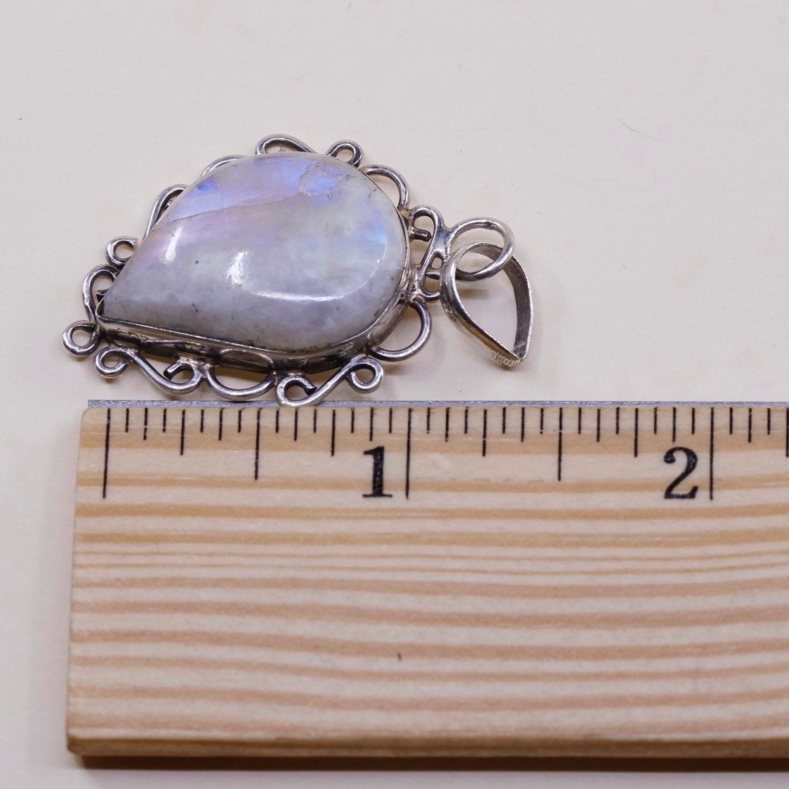 VTG Sterling silver handmade pendant, mexico 925 w/ teardrop moonstone