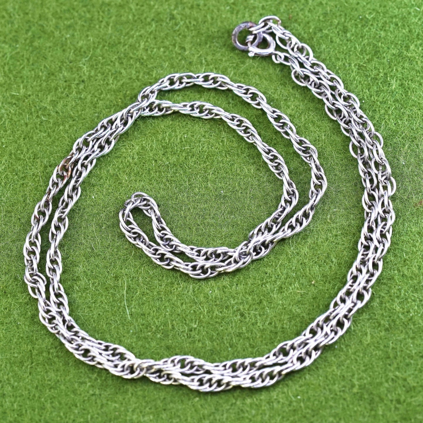 23”, 4mm, vintage Sterling silver necklace, Italy 925 Singapore rope chain