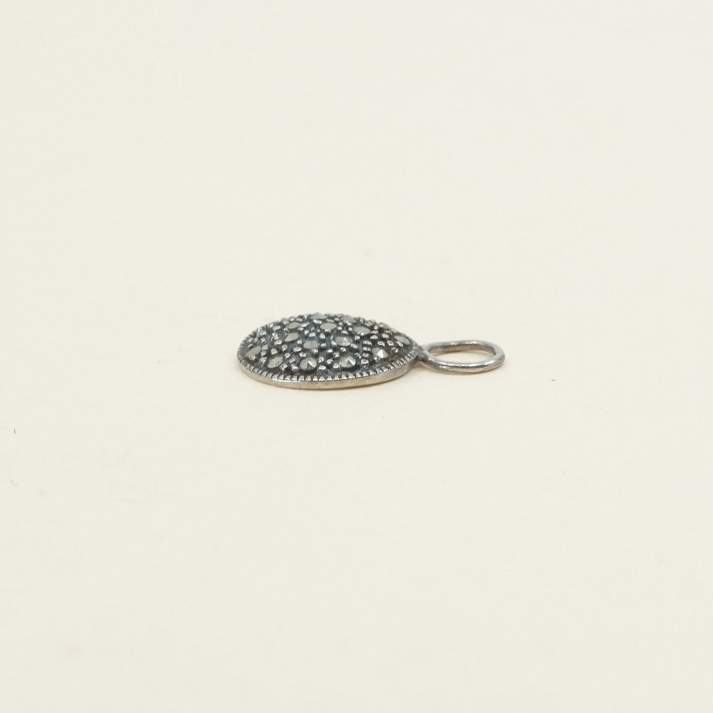 VTG sterling silver handmade pendant, solid 925 silver pendant with marcasite