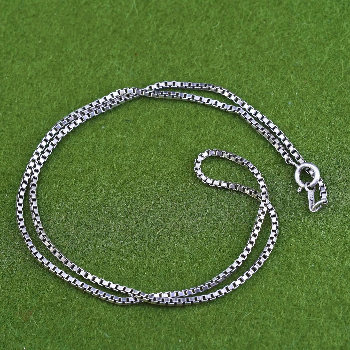 18", 1.6mm, vintage ECCO sterling silver box chain, 925 necklace