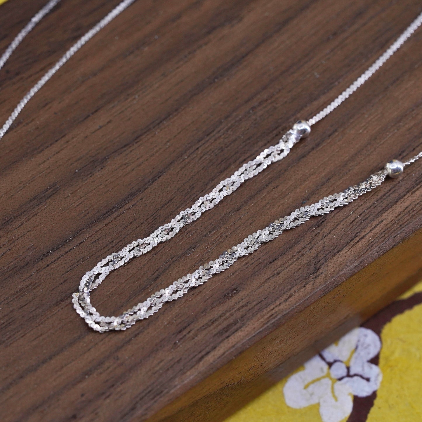 19", vintage Sterling silver necklace, Italy 925 silver S-link woven chain