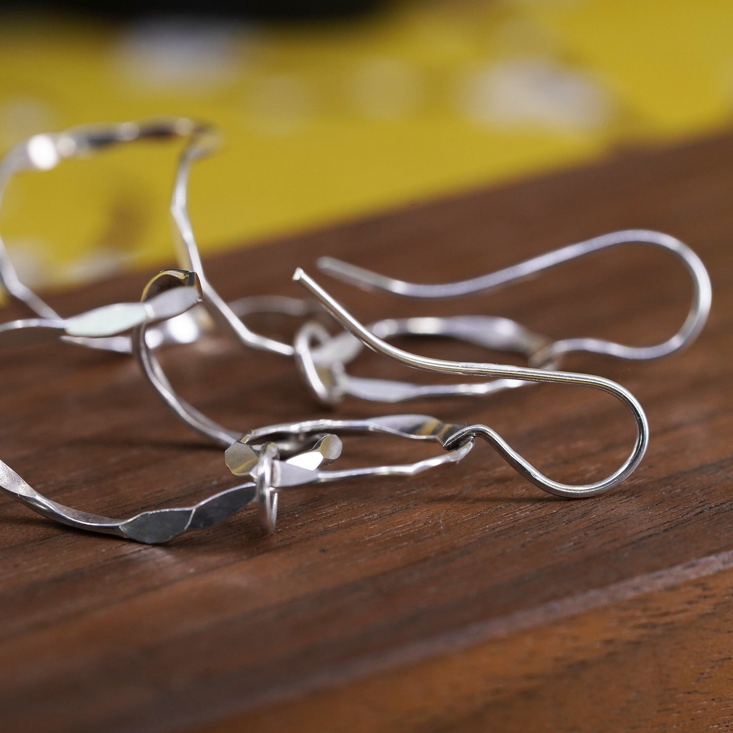 Vintage Finola Bolivia Sterling silver handmade earrings, 925 twisted dangle