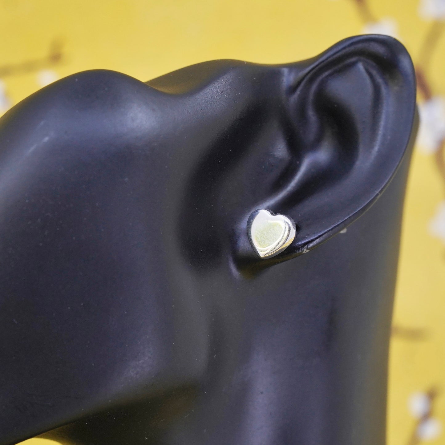 Vintage Dyadema Sterling silver handmade earrings, 925 heart studs