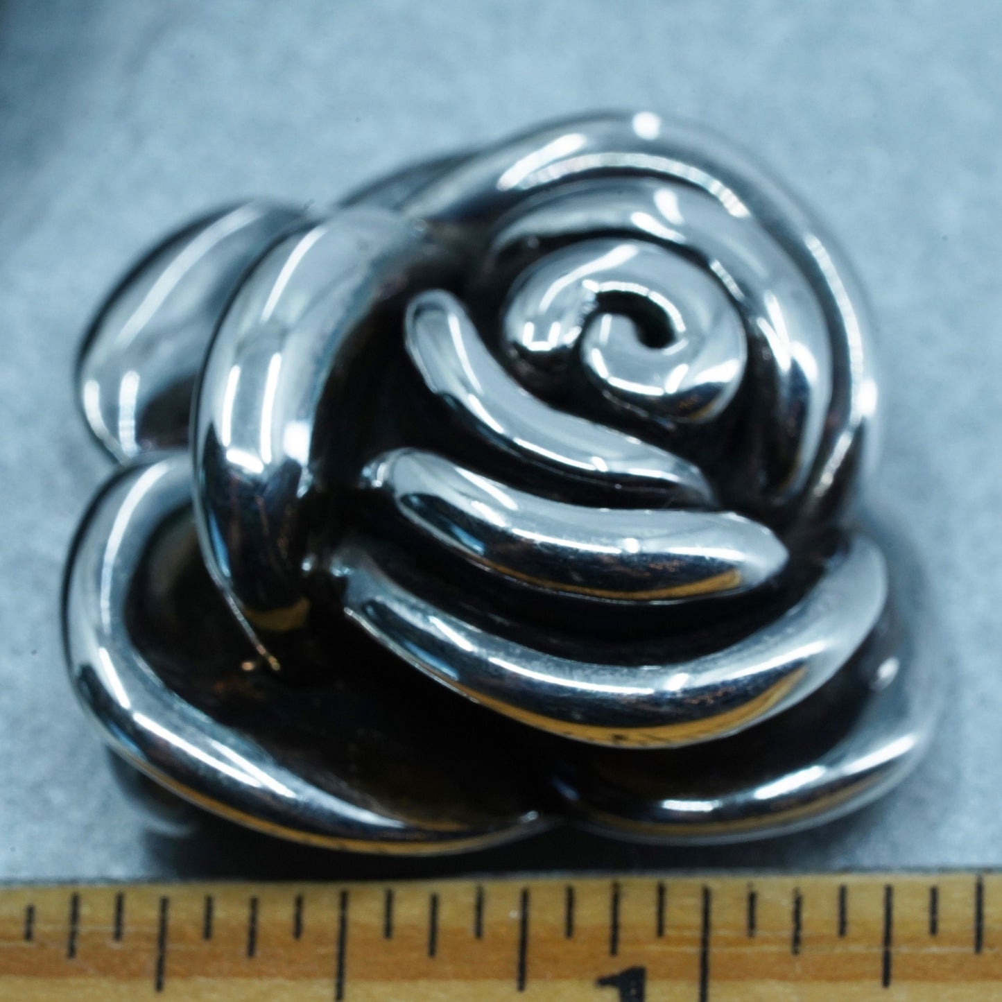 Vintage Sterling silver handmade charm, 925 puffy rose flower pendant